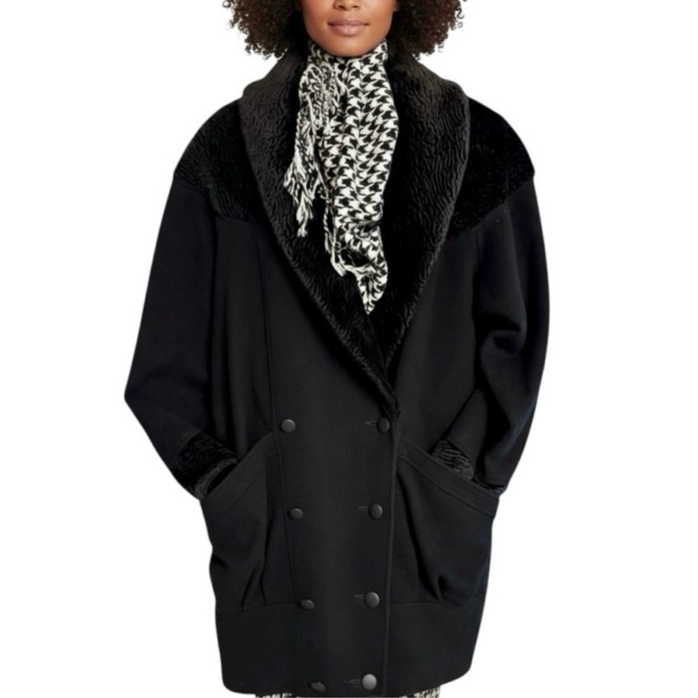 Vintage Black Fur Persian Lamb‎ and Wool Double Breasted Coat Fashions by Jill